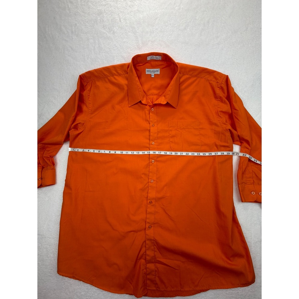 Daniel Ellissa Mens Orange Button Down Dress Shirt 20.5 35-36 Big and Tall Solid - Picture 3 of 7